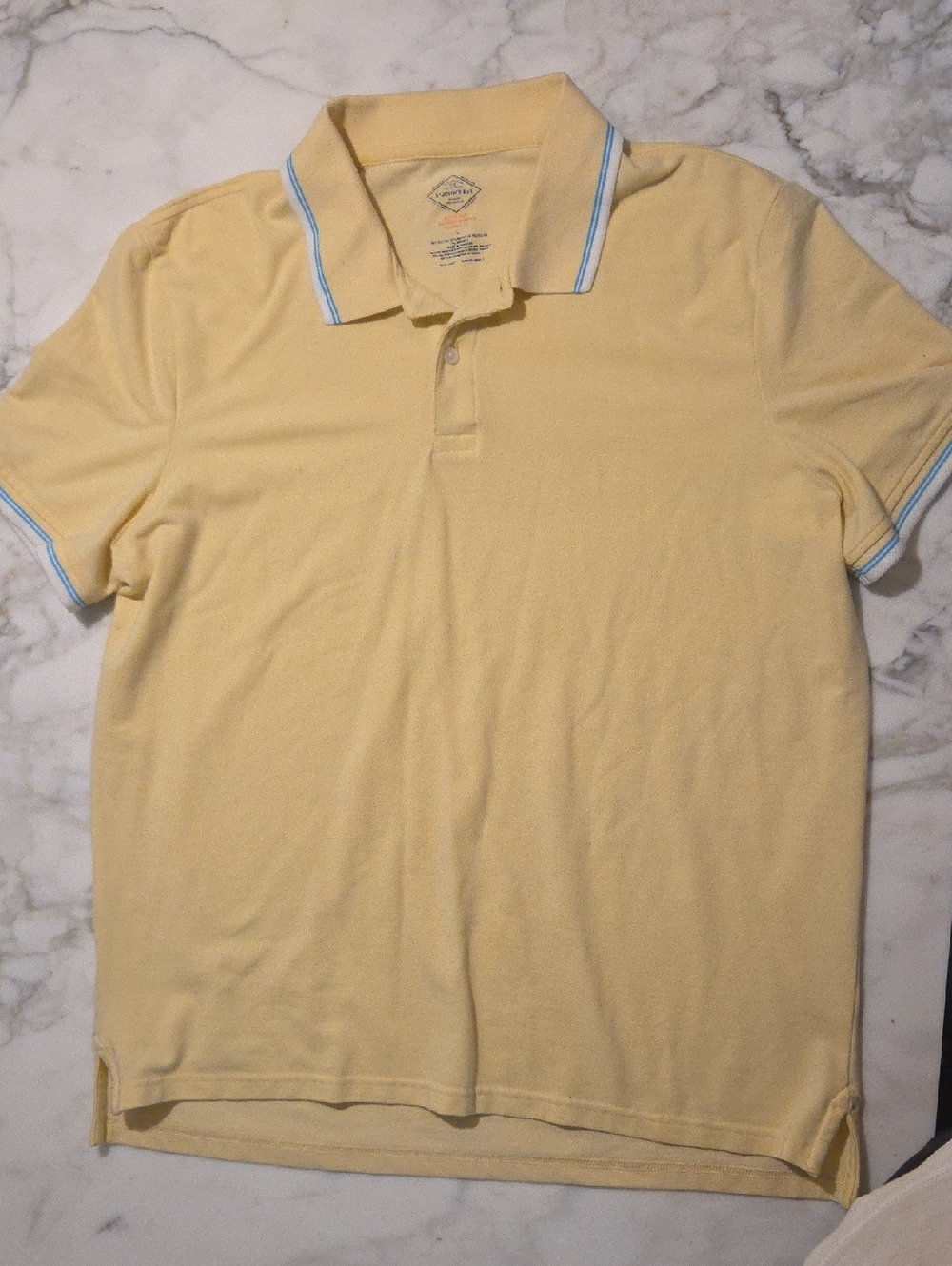 St. John's Bay Pale Yellow Polo with Light Blue Trim